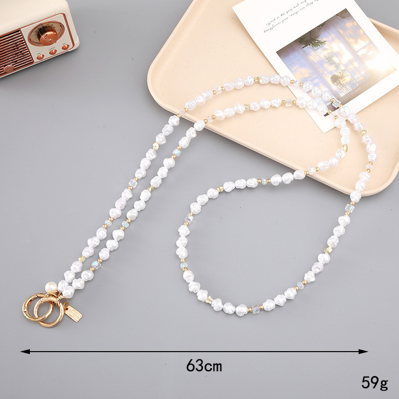 Phụ kiện điện thoại Phong cách mới Dây buộc có thể quay lại, dây chuyền Messenger dài tự làm, ngọc trai, vỏ điện thoại, móc khóa