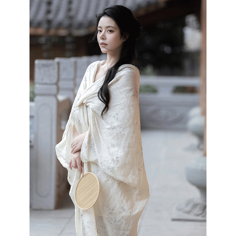 Hanfu Phong Cách Trung Hoa Mới Phong Cách Trung Hoa Tính Khí Phong Cách Mới Tranh Mực 2024 Ánh Sáng Cải Thiện Cao Cấp Áo Khoác Buổi Sáng Nữ Thiền Đầm