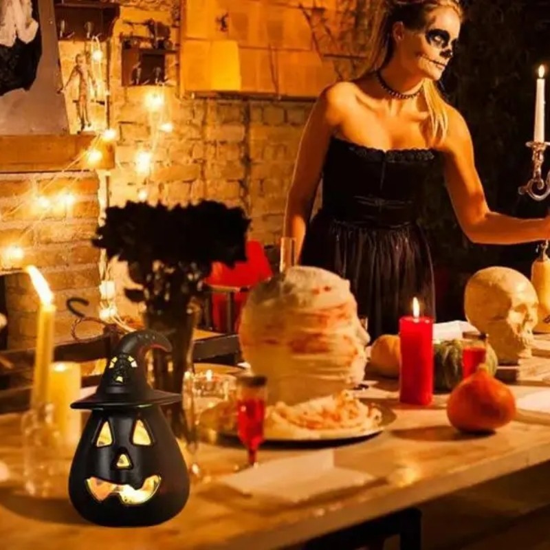 Halloween Bí Ngô Đèn Led Sáng Tạo Đèn Lồng Trang Trí Lễ Hội Ma Ăn Mặc Phát Sáng