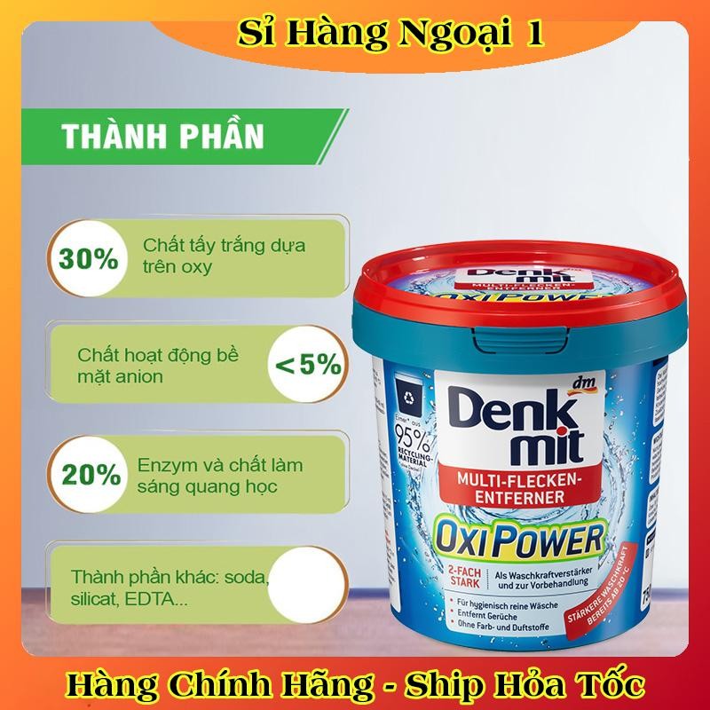 [Mẫu mới nhất] Bột giặt tẩy trắng quần áo Denkmit Oxi Power 750gr tẩy mạnh vết ố bẩn cứng đầu của Đức