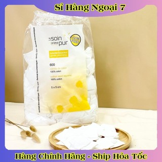 [Mẫu mới] Bông tẩy trang Pháp Tetra Medical Carrés de Cotton 600 miếng an toàn lành tính mềm mịn