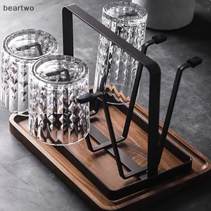 < Beartwo > Giá treo cốc bằng thép 6 móc sắp xếp để đựng kính uống có đầu cao su bảo vệ Móc đẹp
