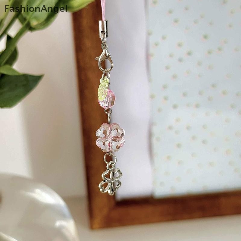 Fashionangel 1 Pha Lê May Mắn Bốn Lá Cỏ Ba Lá Điện Thoại Di Động Dây Y2K Hợp Thời Trang Đính Hạt Điện Thoại Dây Móc Khóa Thời Trang Cô Gái Quà Tặng VN