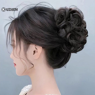 Kuzhen Tổng Hợp Tóc Bun Sống Động Như Thật Lộn Xộn Tóc Giả Hoa Bud Co Giãn Nữ Tóc Giả Mảnh Nhiệt Độ Cao Lụa HOT