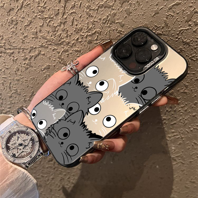 Vỏ Cho Infinix Hot 40 40i 30i 30 Chơi NFC Smart 8 7 5 6 Note 40 Pro 30 5G Spark GO 2024 Tecno Spark 20C 10C 10 Camon 20 Phim Hoạt Hình Mèo Sang Trọng IMD Kim Loại Cứng Chống Sốc