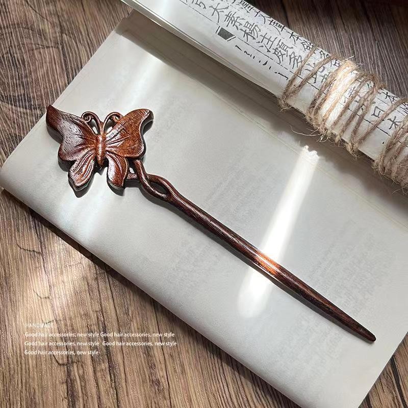 Kẹp Tóc Gỗ Đàn Hương Phong Cách Trung Hoa, Phụ Kiện Tóc Bằng Gỗ, Thiết Kế Khắc Tinh Xảo, Phụ Kiện Hanfu Cổ Điển