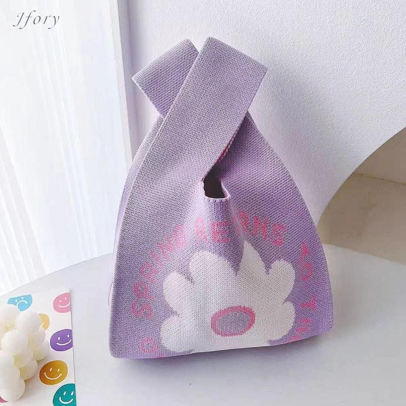 Túi đeo tay Jfory Knot Túi Tote móc Túi dệt kim tay thẩm mỹ