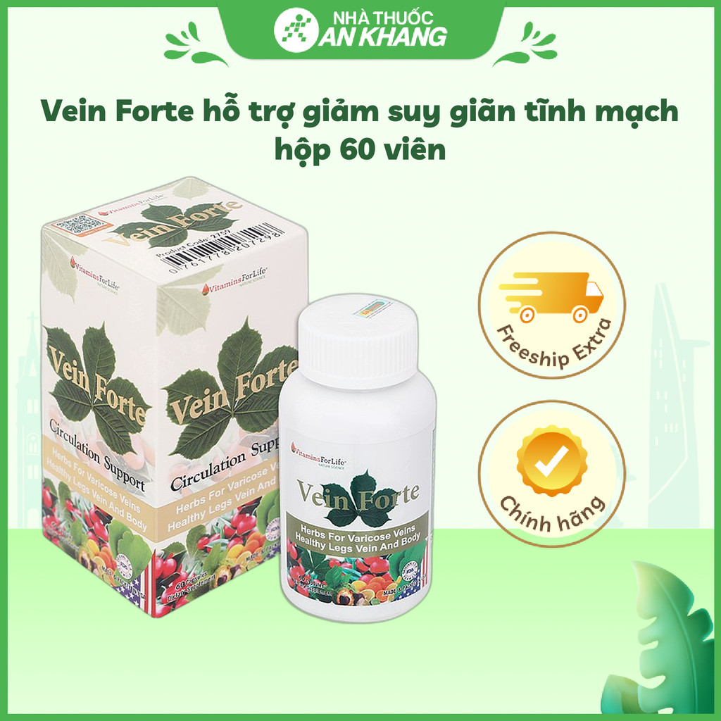 Vein Forte hỗ trợ giảm suy giãn tĩnh mạch hộp 60 viên