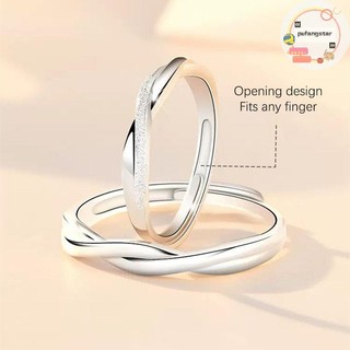 Pufangstar Thời Trang Cặp Đôi Nhẫn Bộ Màu Bạc Đơn Giản Mở Ngón Tay Có Thể Điều Chỉnh Nhẫn Ánh Sáng Trang Sức Dành Cho Nữ Quà Tặng Kỷ Niệm VN