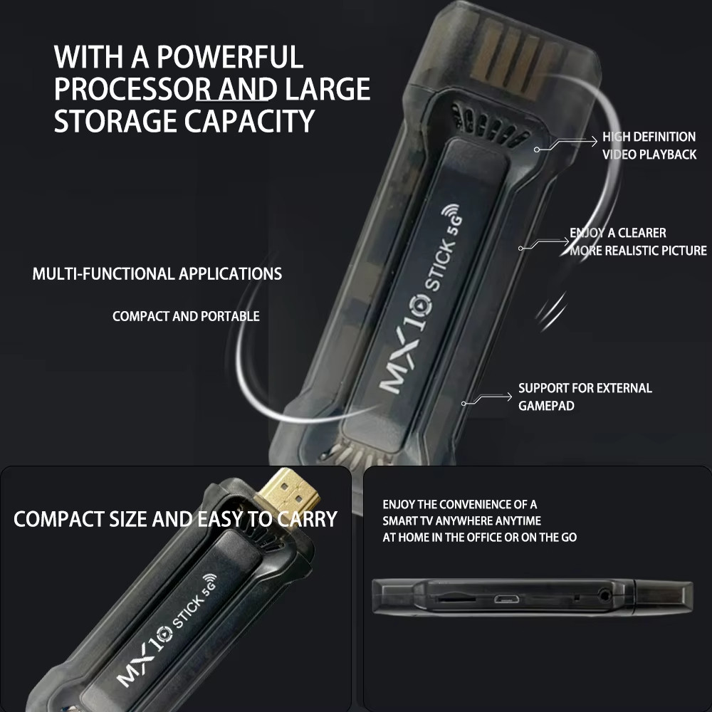 Mini TV Stick Android 11 Hỗ Trợ Bộ Giải Mã Trò Chơi Điện Tử 4K 2.4G Và 5G WiFi Media Player Cho Khách Du Lịch TV Thu Cho Google Promettant