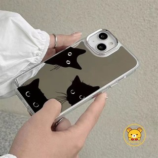 Ốp Điện Thoại Gương Mèo Đen Hoạt Hình Dễ Thương Cho Samsung Galaxy A35 A34 A33 A25 A24 A23 M23 A73 A72 A71 A70S A55 A54 A53 A52S A51 A50S A32 A31 A30S Vỏ Ngộ nghĩnh Chống Sốc Ốp Lưng