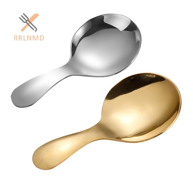 Rrlnmd Dễ Thương Thìa Inox Tay Cầm Ngắn Kem Trà Cà Phê Thìa Trẻ Em Muỗng MỚI