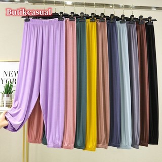 Quần dáng rộng cotton Modal cho bé gái/nữ, co giãn, chống muỗi, size lớn M–2XL, quần Pyjama