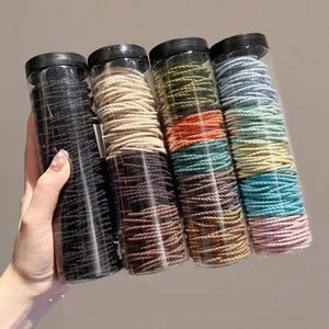 Set 100 Dây buộc Tóc Cao Su Co Giãn Chống Trượt, Không Bị Cấn Tóc, Nhiều Màu Kèm Hộp Trong Suốt Phong Cách Hàn Quốc
