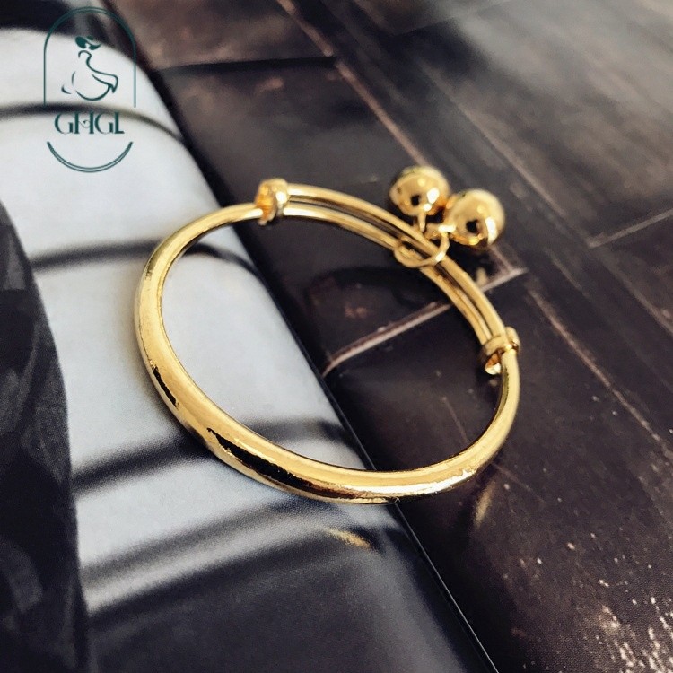 Ghgl❤️ Vòng tay trẻ em cát chuông tuổi thọ, giả vàng, quà tặng tháng một tuổi