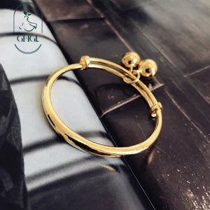 Ghgl❤️ Vòng tay trẻ em cát chuông tuổi thọ, giả vàng, quà tặng tháng một tuổi