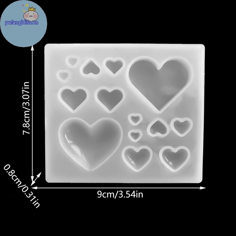 Pufangbliss 3D Tình Yêu Hình Trái Tim Khuôn Silicon Nhựa Dính Nhà Bếp Bánh Nướng Trang Trí Khuôn Socola DIY Trang Sức Bông Tai Mặt Dây Chuyền Dụng Cụ VN