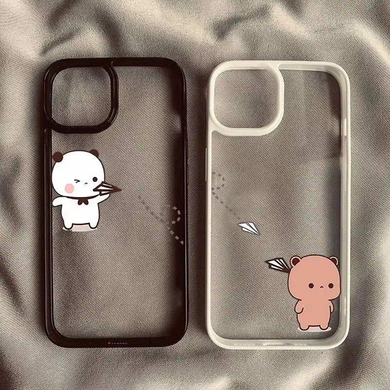 Ốp điện thoại cặp đôi hoạt hình dễ thương Bubu Dudu cho iPhone 16 15 Pro Max 11 13 14 12 Pro 16e iPhone 7 8 Plus XS X XR SE2022 Vỏ chống sốc cứng trong suốt đáng yêu