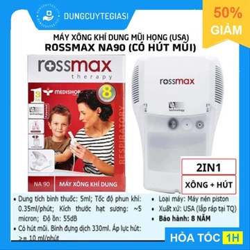 Máy xông khí dung Rossmax NA90 ( kèm hút dịch mũi ) | Máy xông mũi họng tiêu chuẩn Mỹ