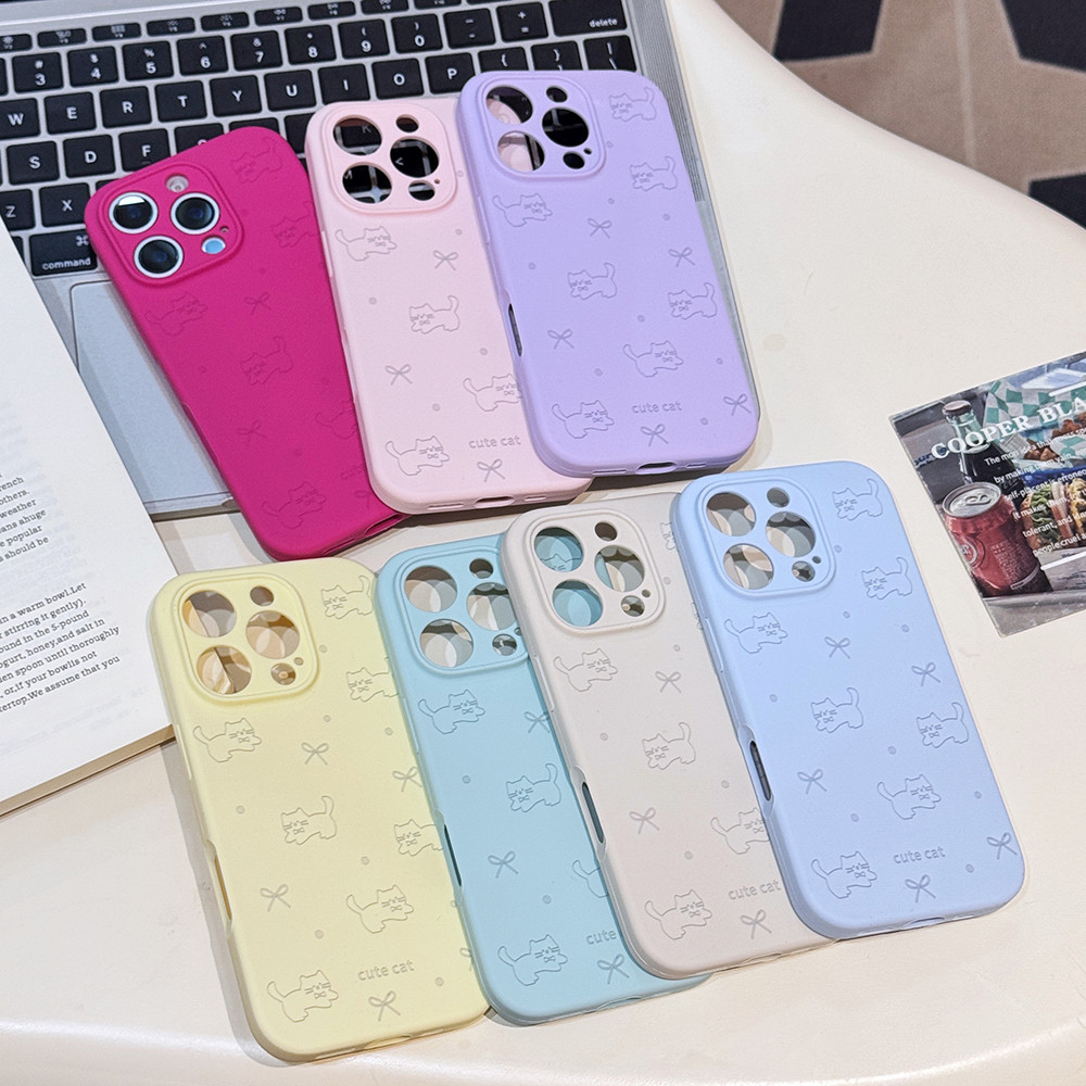 Ốp Điện Thoại Silicon Lỏng Line Cat Cho iPhone 16ProMax 16Plus 15 14 13 12 11 Vỏ Bảo Vệ Chống Sốc