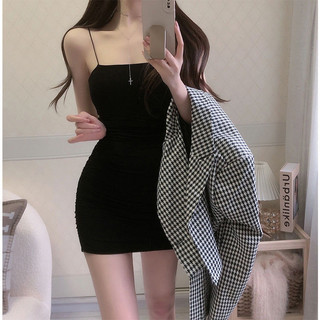 T Thái Quần Áo Nữ Co Giãn Ôm-Fit Chặt-Fit Flat Sling Dress Nữ Thấp Cổ Nóng Cô Gái Hông Váy 7.3