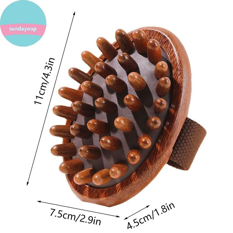 Sund Bàn chải massage kinh tuyến bằng gỗ túi khí cho da đầu, bụng, chân; dụng cụ massage 5 yếu tố, hỗ trợ lưu thông