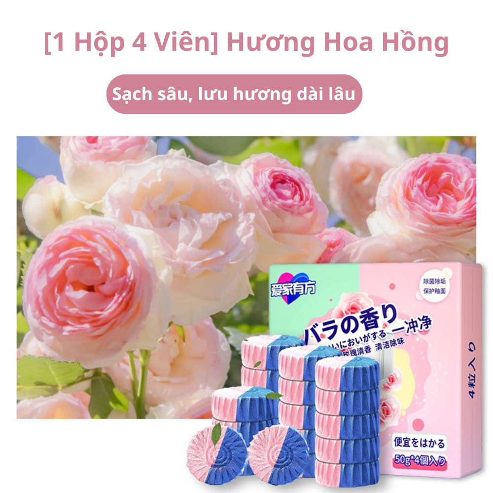 Hộp 4 Viên Tẩy Bồn Cầu Khử Mùi Hôi, Viên Thả Bồn Cầu Loại Bỏ Mảng Bám Diệt Sạch Vi Khuẩn Sử Dụng 20 Lần Xả Trên 1 Viên