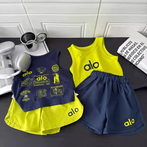 Mùa Hè Bé Trai Bé Gái Bộ Đồ Thể Thao Trẻ Em Hoạt Hình Áo Vest Không Tay Quần Short Quần Cho Bé Mỏng Hai Mảnh Phù Hợp Với