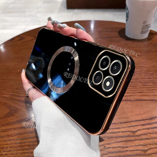 Ốp lưng Honor X6C Vỏ mạ điện màu trơn siêu mỏng Honor X6C có vòng từ tính Vỏ điện thoại sạc không dây