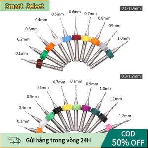 Set 10 Mũi Khoan Micro 0.1mm-1.2mm Hợp Kim Cứng Cao Cấp Dùng Cho CNC, PCB, Bảng Mạch In