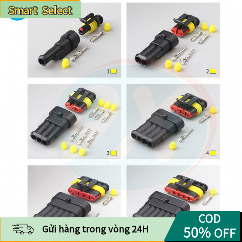 [COD] Giắc Nối Dây AMP Chống Nước – Chân Cắm Cách AMP Siêu Kín, Đầu Nối Điện Ô Tô Xe Máy, Chống Thấm Tuyệt Đối