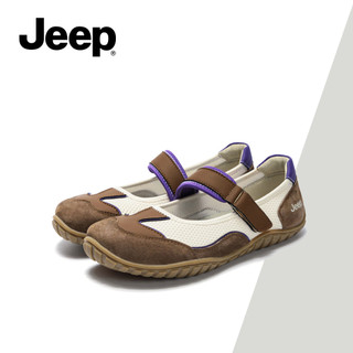JEEP Flat Mary Jane Giày Nữ Mùa Hè Velcro Thoáng Khí Thể Thao Giày Thoải Mái Nhẹ Nông Miệng Giày