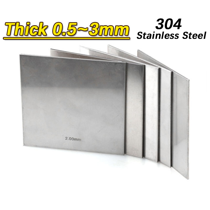 Tấm vuông bằng thép không gỉ 304 Độ dày 0,5mm 0,8mm 1mm 1,5mm 2mm 3mm
