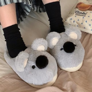 Xixitiao Nữ Mềm Mại Dễ Thương Baotou Phong Cách Dễ Thương Hoạt Hình Koala Sang Trọng Ấm Áp Hộ Gia Đình Giày Cotton