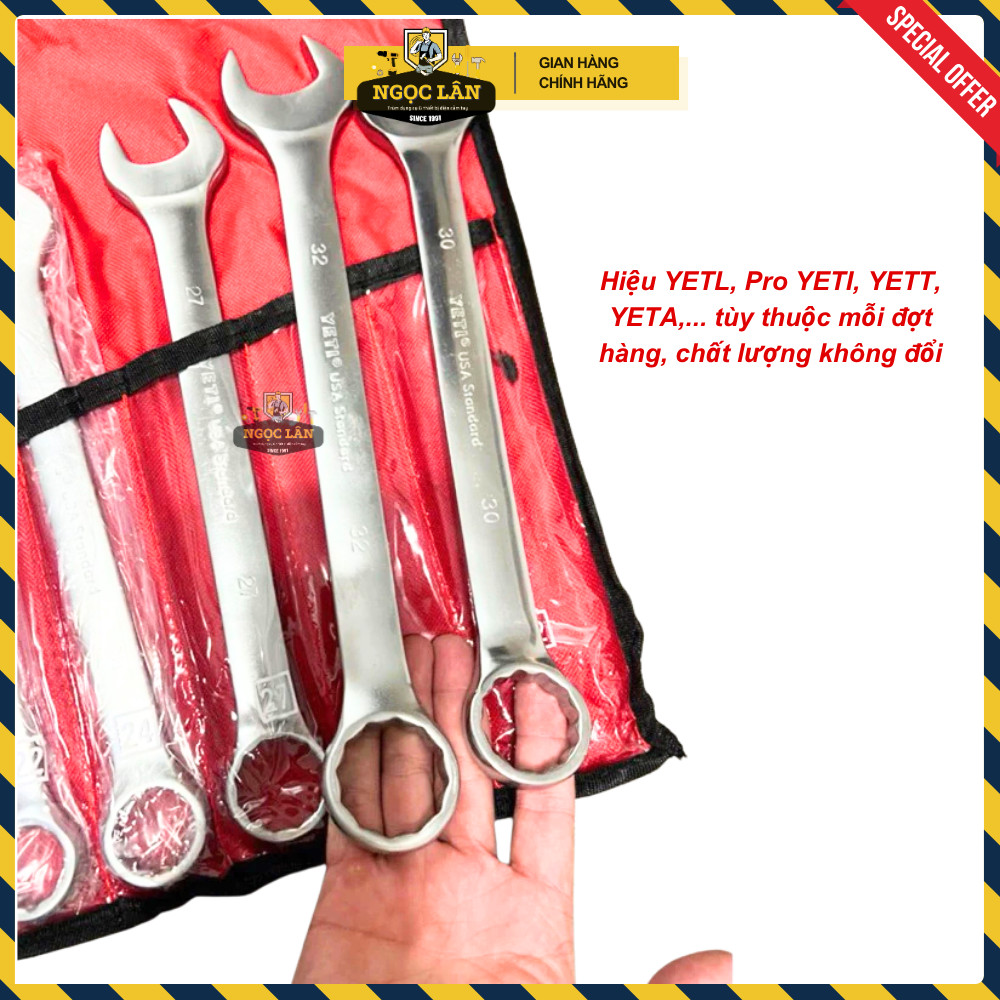 [Hàng đẹp] Bộ cờ lê vòng miệng YETL 8-24mm vặn ốc, bulong thép dày dặn CRV chất lượng