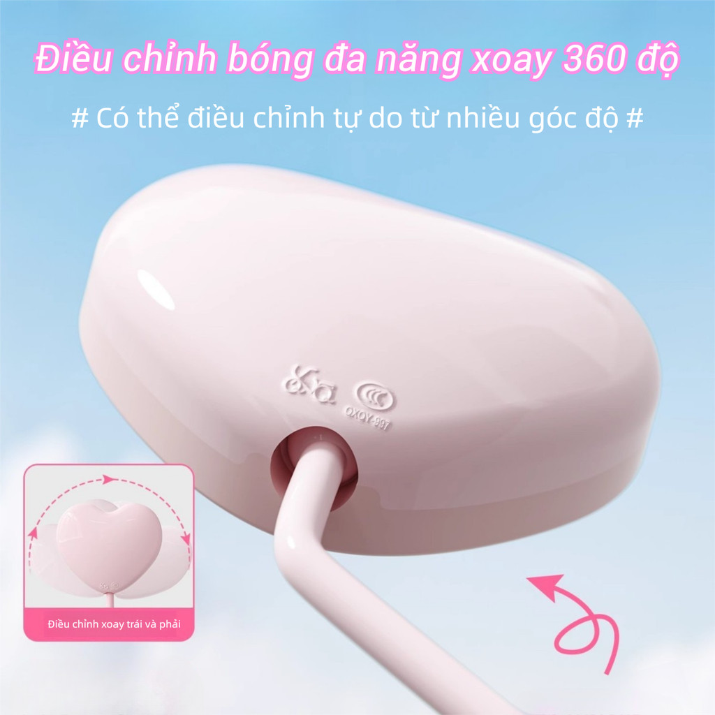 1 Cặp Gương xe máy dễ thương hình trái tim, Gương độ phân giải cao, Gương xe điện，gương xe máy xoay 360 độ，phụ kiện xe điện，gương xe cute