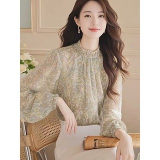 Áo sơ mi hoa voan dáng rộng phong cách Hàn Quốc