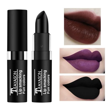 12 Màu Matte Son Môi Chống Thấm Nước Đỏ Đen Khỏa Thân Son Môi Trắng Bóng Môi Môi Đen Halloween Son Môi Trang Điểm Sáng Tạo Retro Hộp Đêm Ma Cà Rồng Màu Đỏ Đậm Son Môi