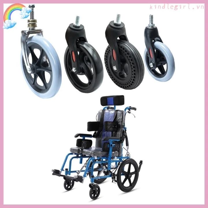 Vua Xe Lăn Bánh Xe Linh Kiện Thay Thế Xe Lăn Bánh Trước Chống Trơn Trượt Rollator Walker Bánh Thay Thế Bánh Xe 5 6 8