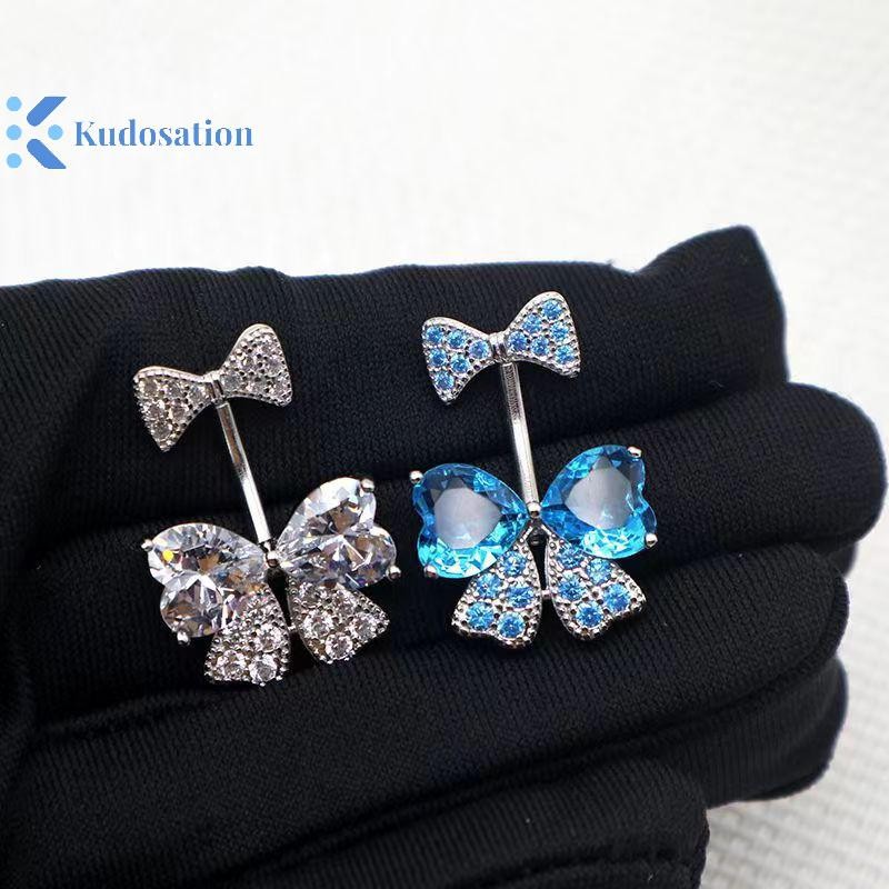 Kudosation Zircon Nơ Pha Lê Bụng Nút Nhẫn Xuyên Rốn Nhẫn Trang Sức Cơ Thể Cho Nữ Thời Trang Cơ Thể Xuyên Trang Sức