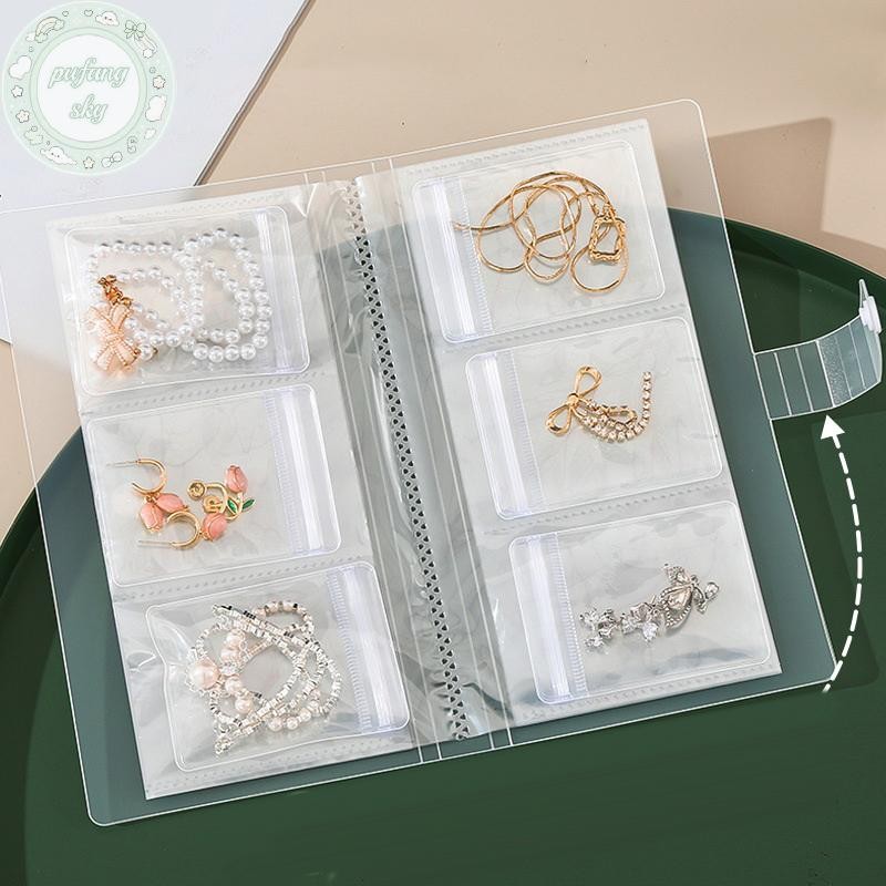 PUSKY Trang Sức Hộp Bảo Quản Túi Kín Bông Tai Chống Oxy Hóa Nhẫn Trang Sức Trong Suốt Chống Bụi Túi Bảo Quản Vòng Cổ Trang Sức Album VN