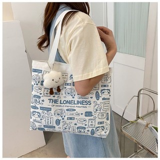 Túi Tote Canvas Loneliness, Túi Đi Học, Túi Đi Học Thêm, Túi Tote Vải Canvas, Túi Tote Hoạt Hình (40x 1 x 33 (cm))