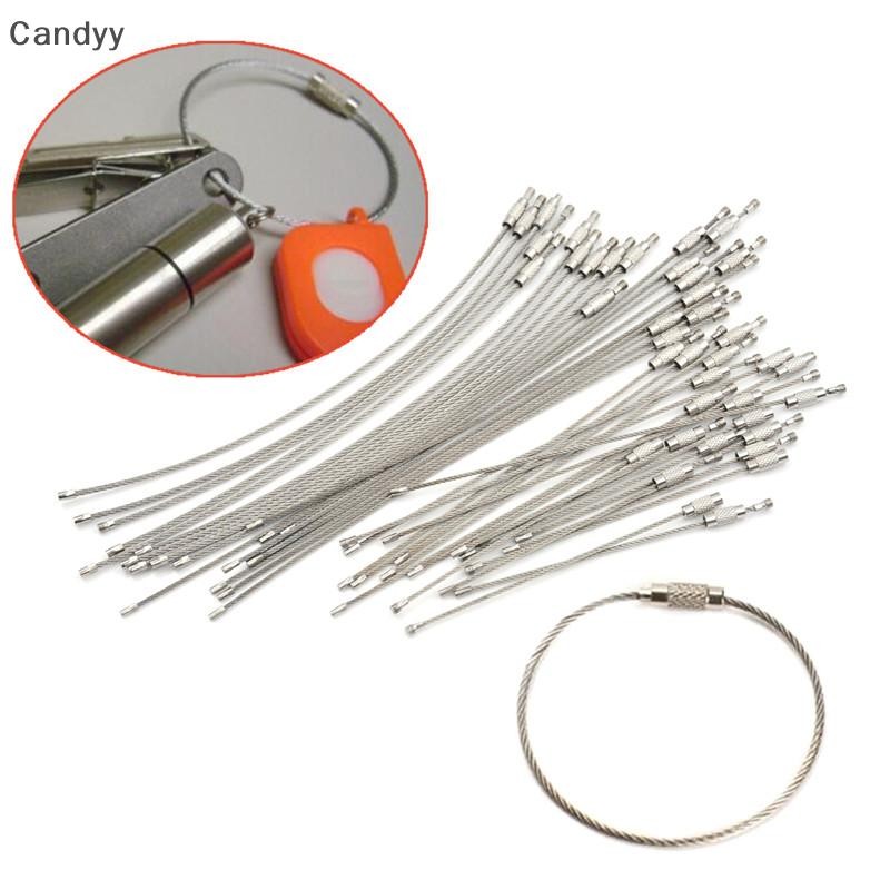 NDY 10 Chiếc Thời Trang Đi Bộ Đường Dài Dụng Cụ Dây Móc Khóa Cáp Vòng Chìa Khóa Thép Không Gỉ 10 / 15 / 20cm N