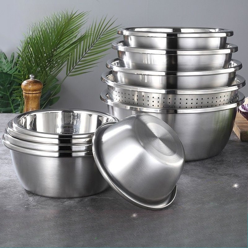 Bộ thau rổ inox nhà bếp 5 món bằng inox đủ size từ 18 - 26 cm tiện dụng ...