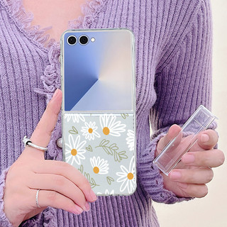 Hoa Họa Tiết Trong Suốt Ốp Lưng Điện Thoại Samsung Galaxy Z Flip 7 Flip 6 Flip 5 Flip 4 Flip 3 5G Full Bản Lề Cứng PC Gấp Bao Dành Cho Samsung Z Flip 7 6 5 4 3