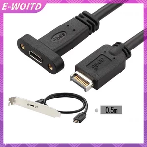E-WOITD 1 Cái Type-E Sang USB-C Loại C Nữ Kết Nối Dây Cáp Nối Dài Có Bảng Điều Khiển Gắn Vít 30 / 50cm USB 3.2 Bảng Điều Khiển Trước Đầu E-WOITD