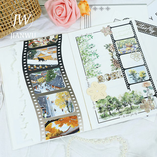 JIANWU 80mm * 200cm Vintage Thị trấn Cổ Vật Liệu Cảnh Quan Cắt Kéo Sổ Lưu Niệm PET Băng Sáng Tạo DIY Tạp Chí Văn Phòng Phẩm