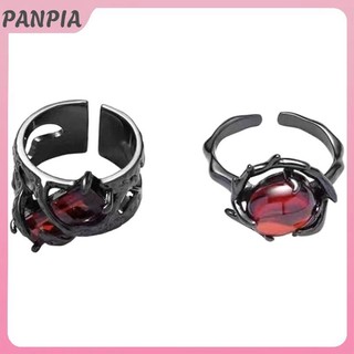 PANPIA-Đỏ Zircon Nhẫn Đậm Y2K Nhẫn Retro Thống Trị Châu Âu Và Mỹ Xuyên Biên Giới Cặp Đôi Nhẫn Quà Tặng