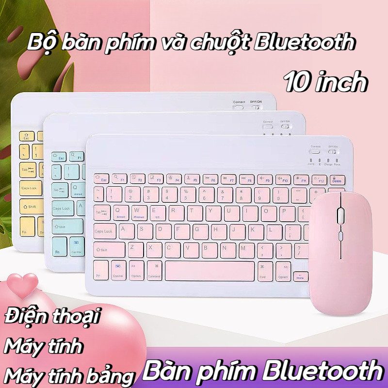 Bộ bàn phím và chuột Bluetooth 10 inch, dễ dàng mang theo phù hợp với máy tính bảng/điện thoại