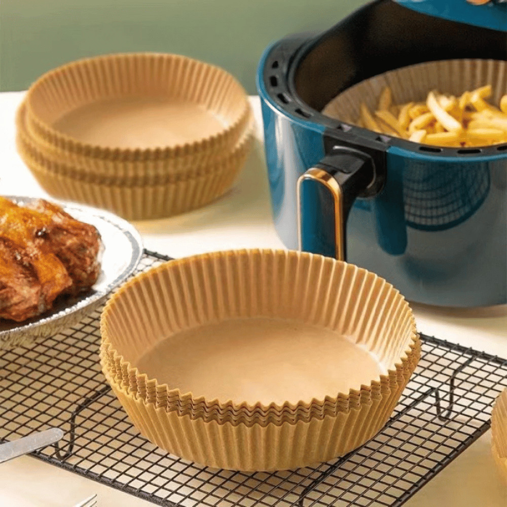 Set 50 Miếng Giấy Lót Nồi Chiên Không Dầu, Nướng Hấp Đồ Ăn,Thấm Dầu Hình Tròn, Chống Dính Tiện Lợi DT010